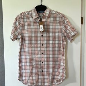 Red and White Plaid Casual Button Down Shirt